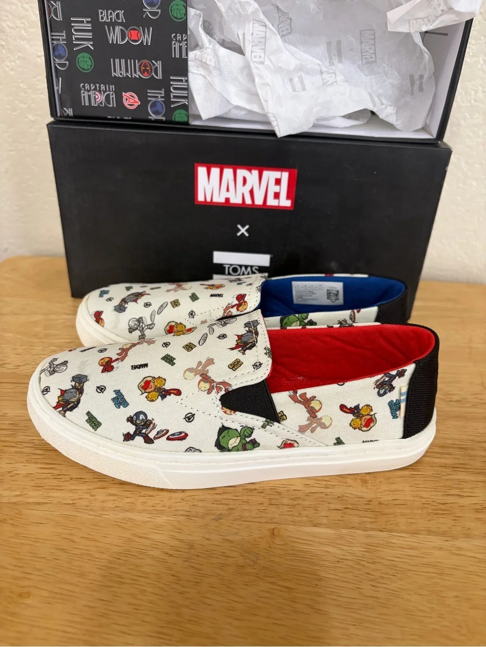 Toms Marvel Kids' Slip-On Luca Antique White Marvel How to Print 13.5 Sneakers